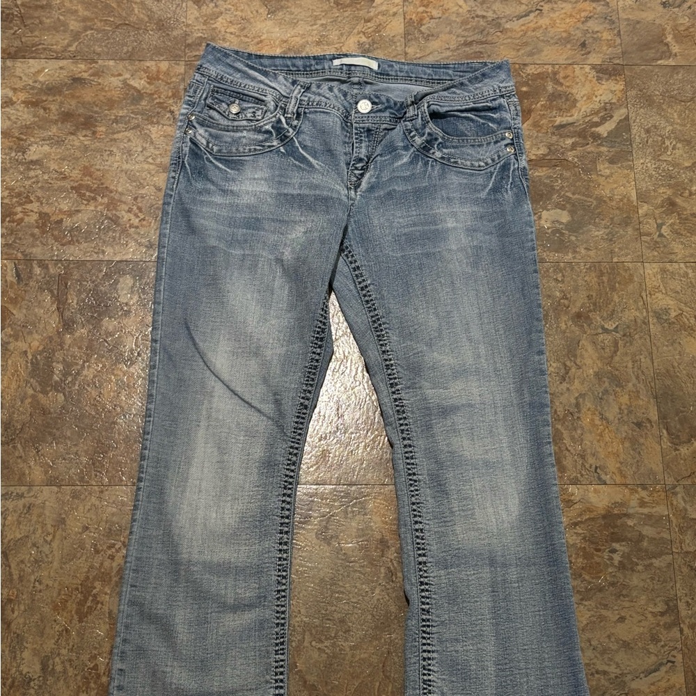 Cute Flared y2k Embroidered Jeans